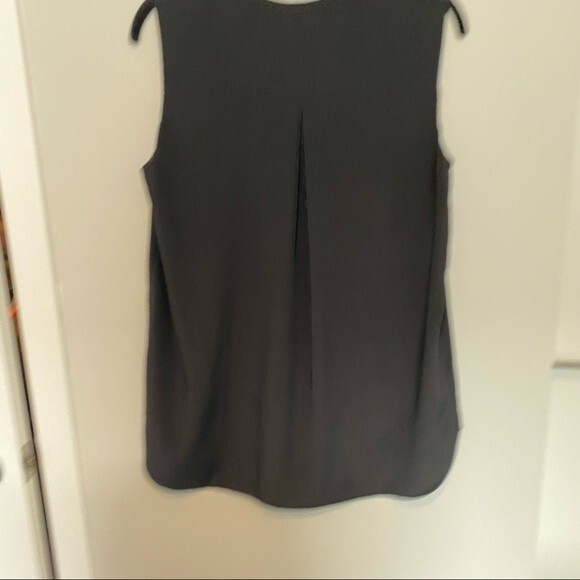 Vince Black Tank Top Silk Perforated Lamb Leather Classic Minimalist Medium - Picture 7 of 7